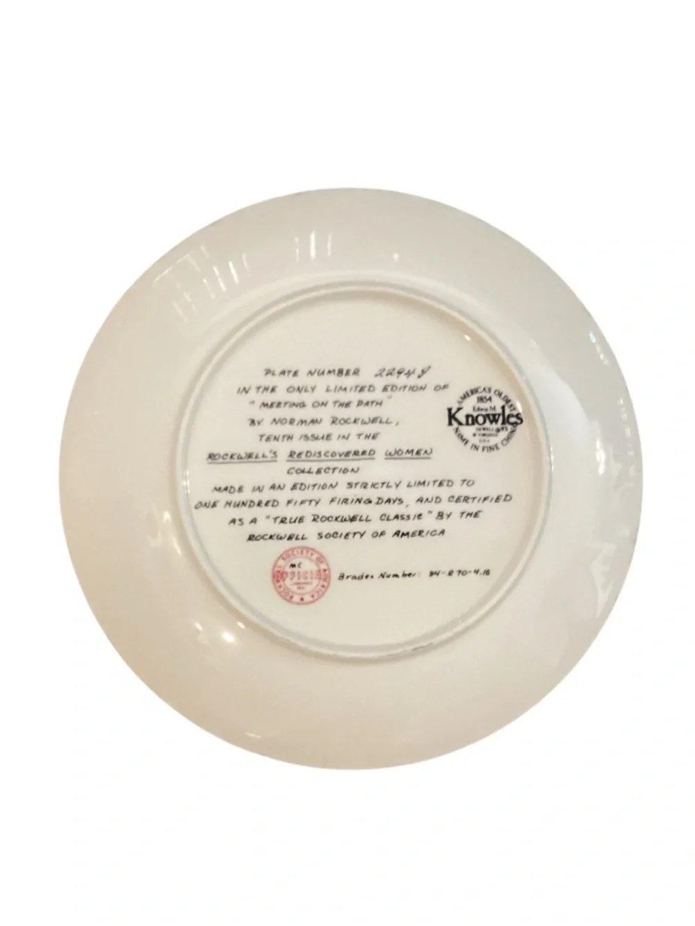 Knowles 1980’s Norman Rockwell Meeting on the Path Collectors Plate & Box